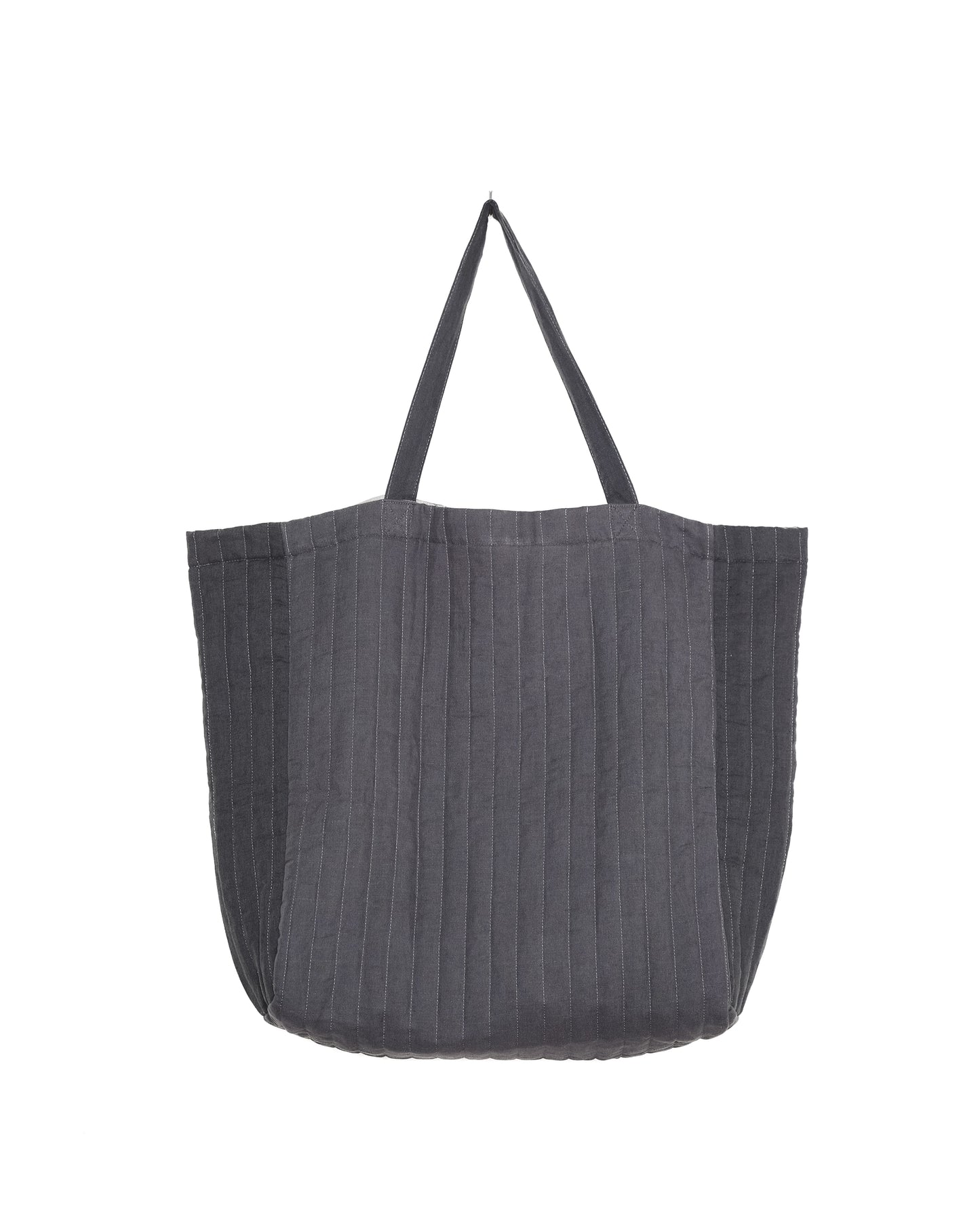 Charcoal ESME oversized quilted tote - photographed on a white background