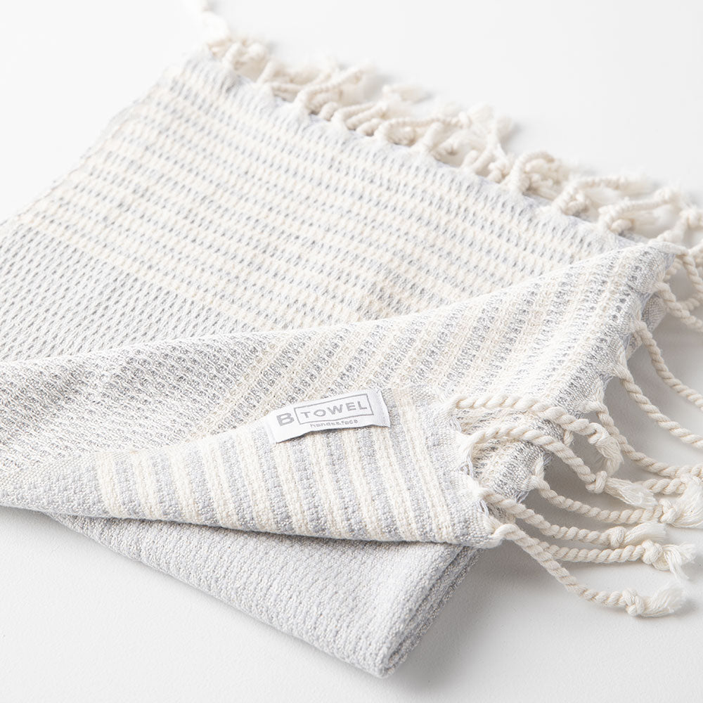 Stone Grey - hand and face towel by B Yoga - Turkish Cotton with white background