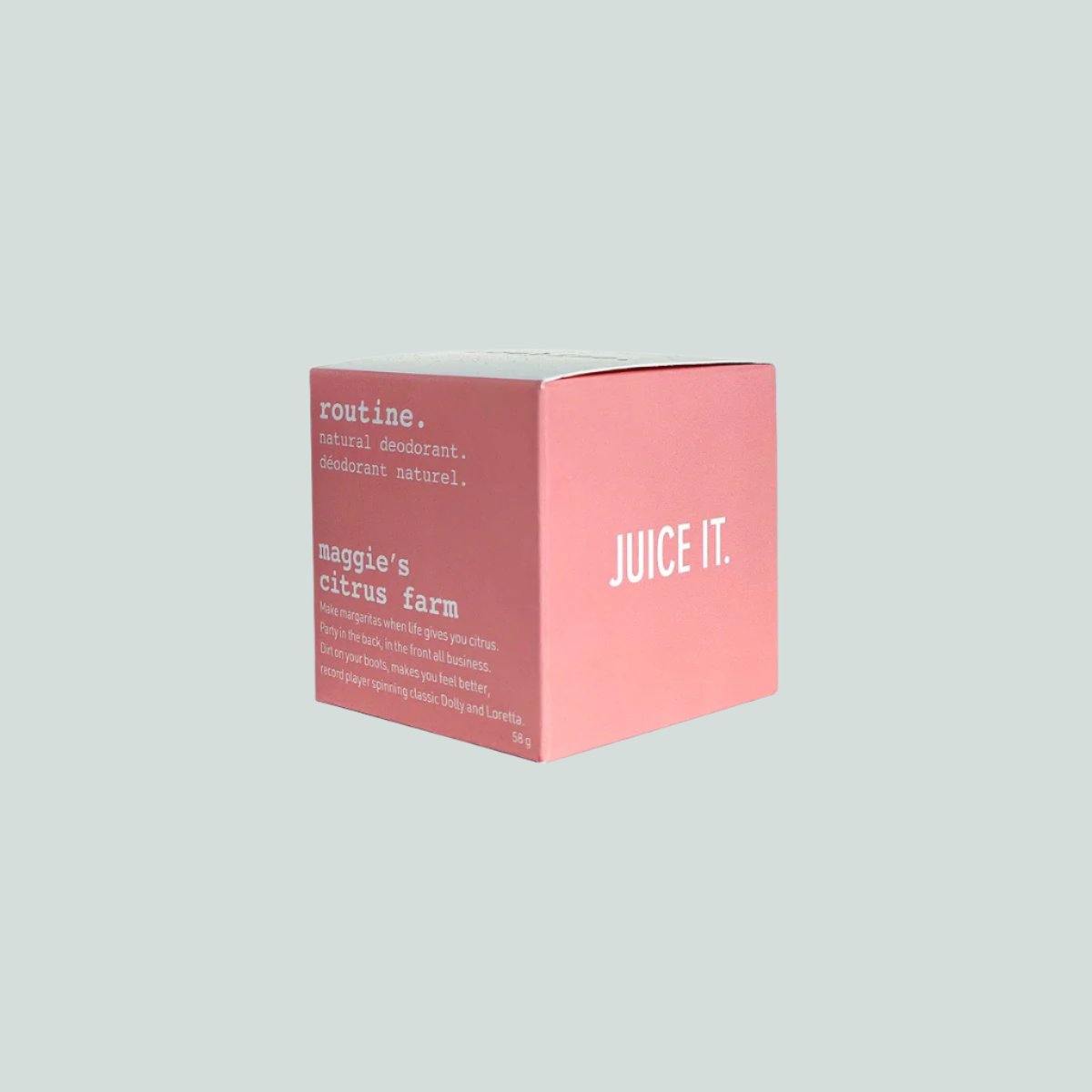 Peach Box - view from the side. Routine Natural Deodorant Cream - Maggie's Citrus Farm