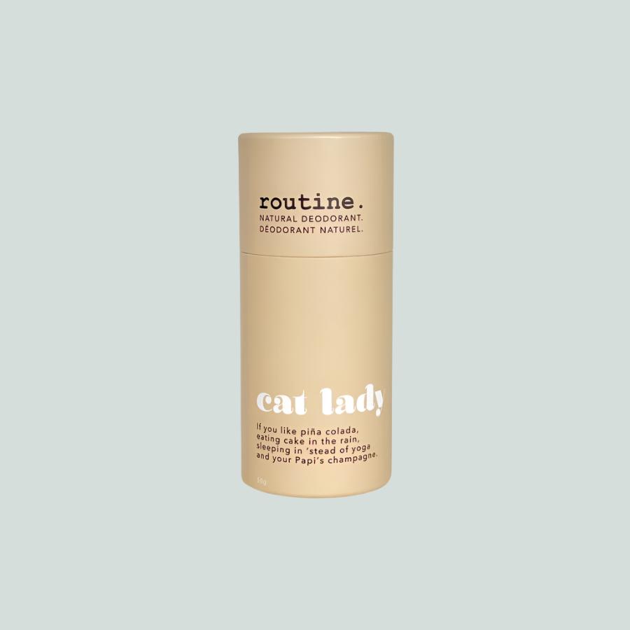 Cat Lady - Natural Deodorant from Routine, beige deodorant stick on a white background