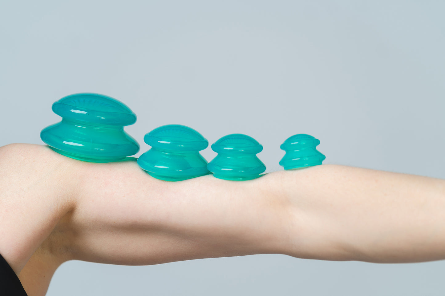 4 Green Sillicone body cups on arm