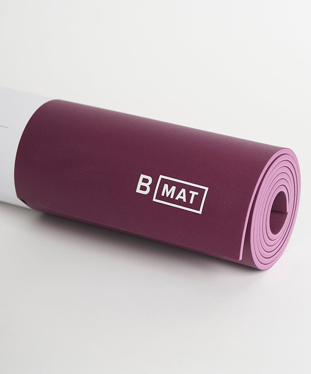 B Yoga - Strong 6mm yoga mat in beetroot colour