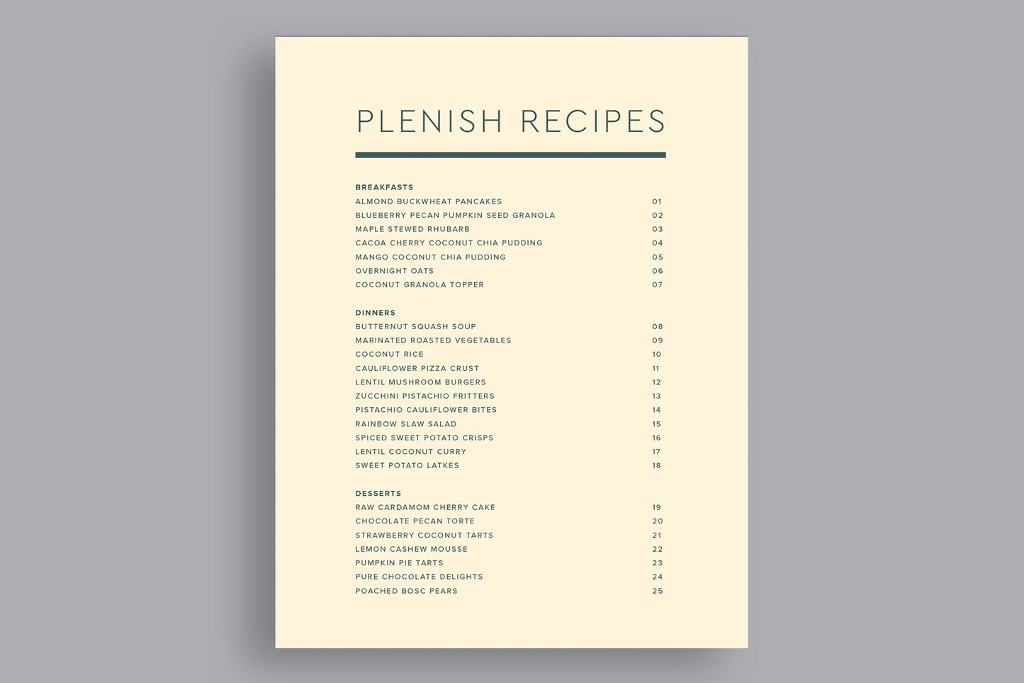 Plenish e cookbook - Volume 1 - Breakfasts, Dinners & Desserts