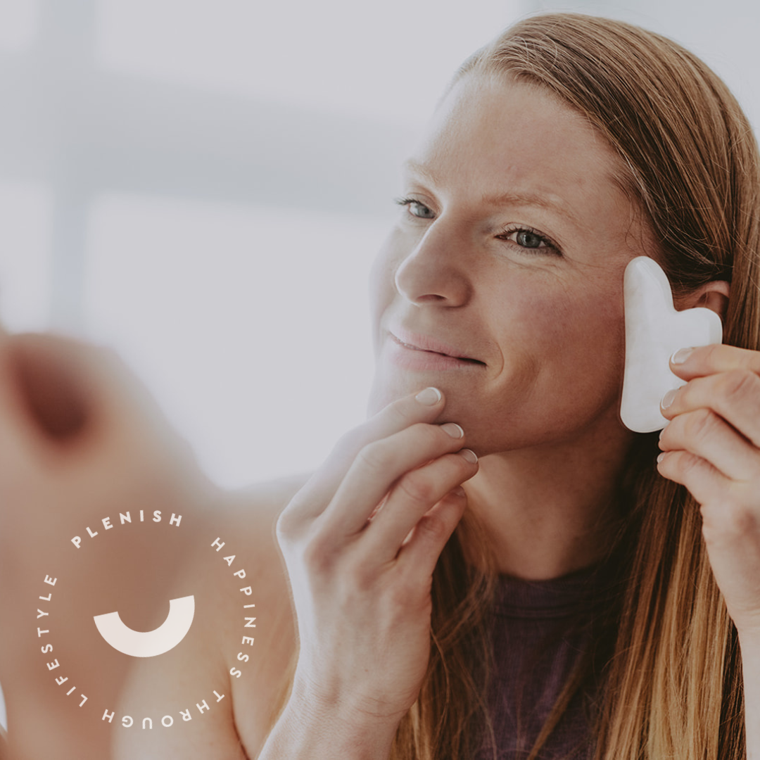 Rose Quartz Gua Sha Tool used for skincare, relaxation in a glorious daily self care ritual.