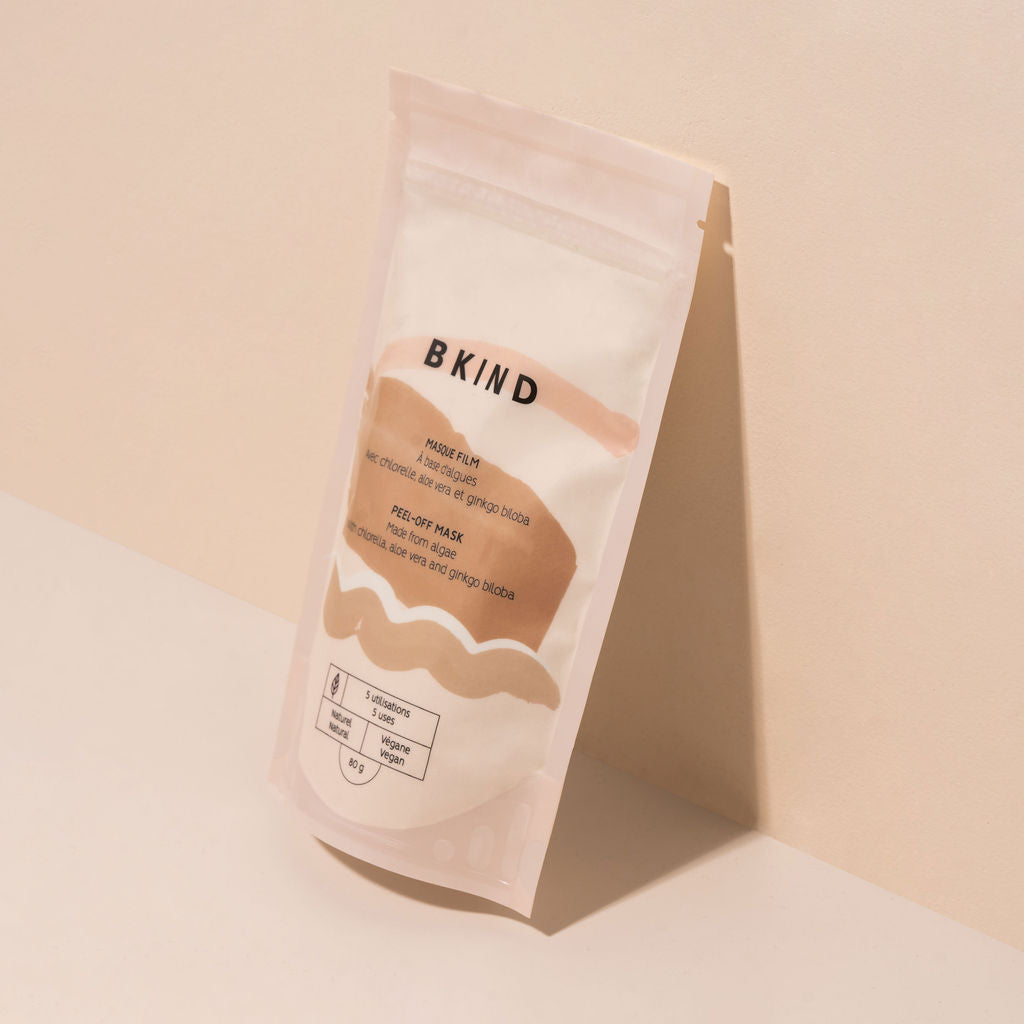 
                  
                    BKIND facial mask - bag leaning against a wall
                  
                
