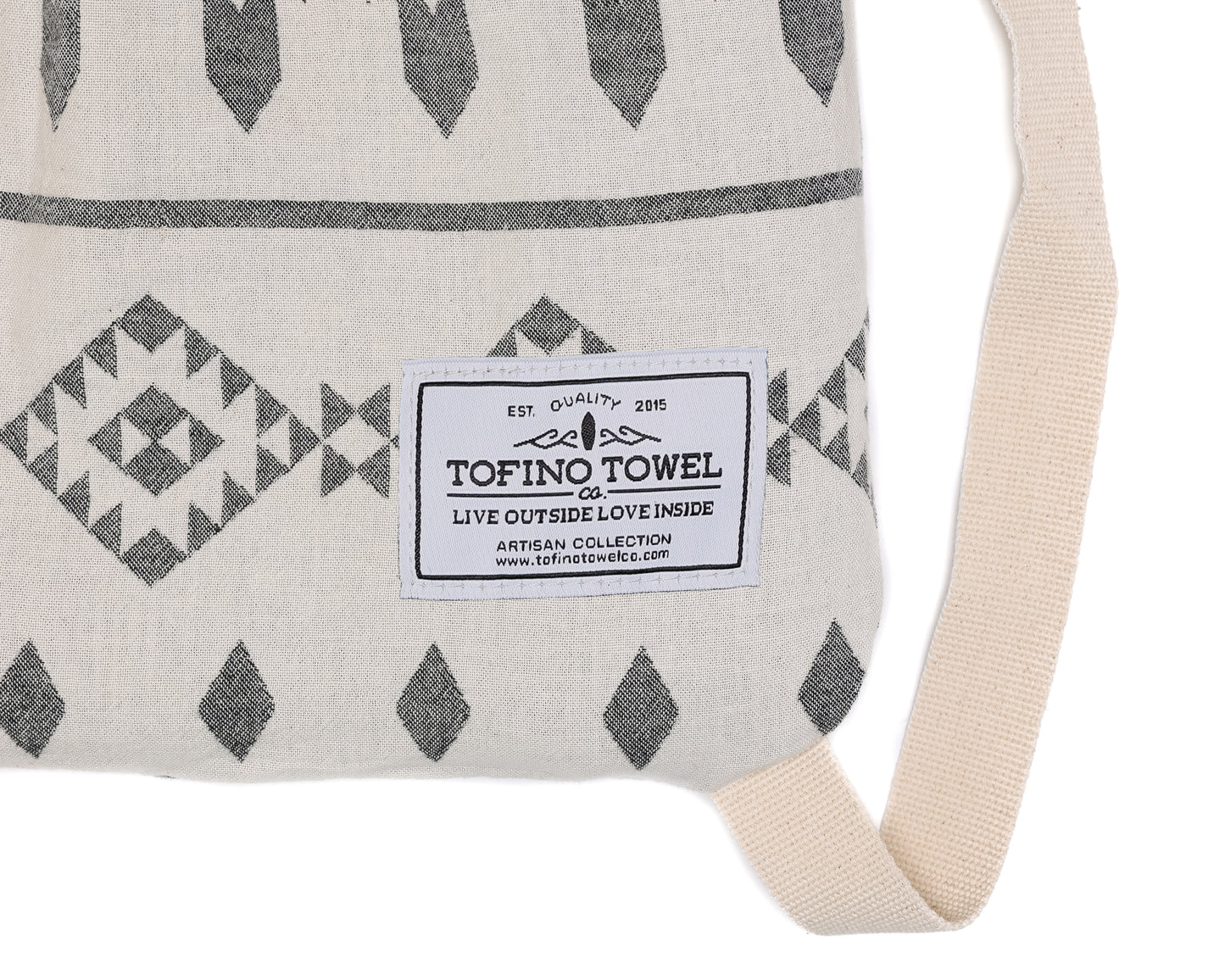 
                  
                    Close up of The Day Tripper Towel Backpack in Granite colour - on a white backdrop
                  
                
