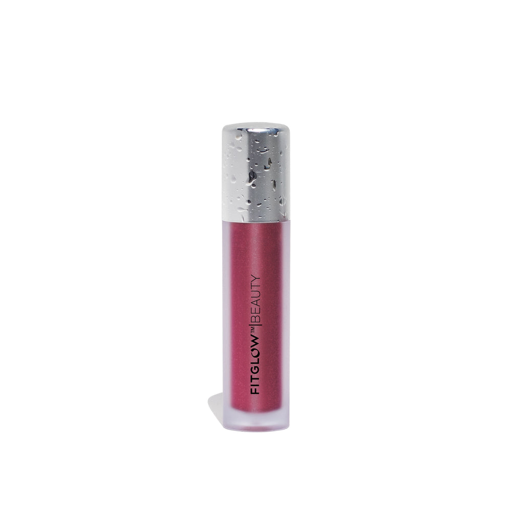 FitGlow Lip Serum - Bloom - sheer berry shine colour with white background