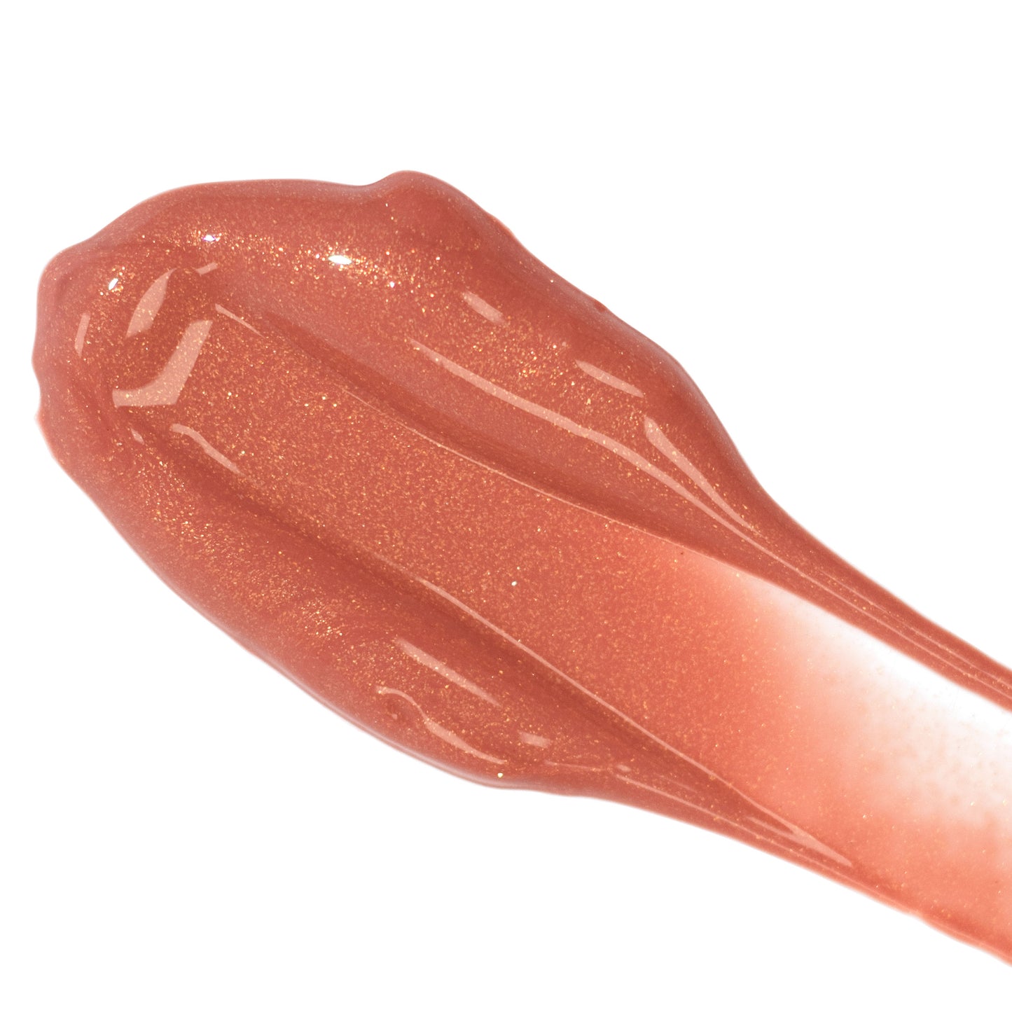 FitGlow Lip Serum - Beach Glow - Sheer Bronze colour  applied as a smear of lip serum onto a white background